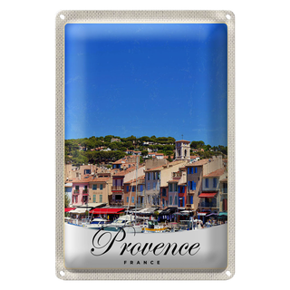 Blechschild Reise 20x30cm Provence Frankreich Boote Stadt
