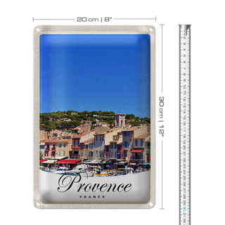Blechschild Reise 20x30cm Provence Frankreich Boote Stadt