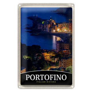 Blechschild Reise 20x30cm Portofino Italien Riviera Abend