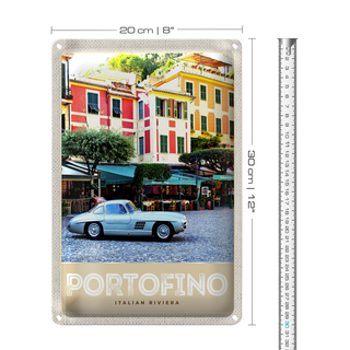 Blechschild Reise 20x30cm Portofino Italien Riviera Altstadt