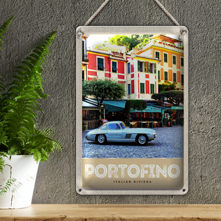 Blechschild Reise 20x30cm Portofino Italien Riviera Altstadt