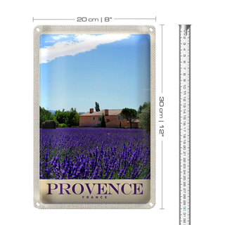 Blechschild Reise 20x30cm Provence Frankreich Natur Haus lila