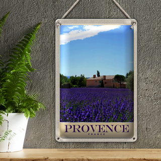 Blechschild Reise 20x30cm Provence Frankreich Natur Haus lila