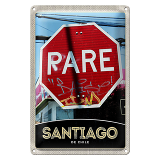 Blechschild Reise 20x30cm Santiago De Chile Amerika rotes