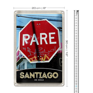 Blechschild Reise 20x30cm Santiago De Chile Amerika rotes
