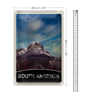 Blechschild Reise 20x30cm Süd Amerika Gebirge Natur Schnee