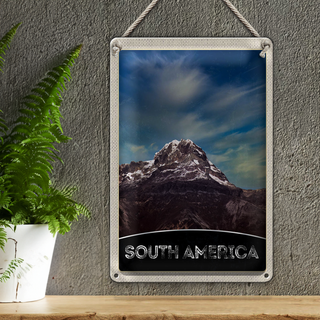 Blechschild Reise 20x30cm Süd Amerika Gebirge Natur Schnee