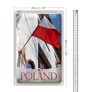 Blechschild Reise 20x30cm Polen Europa Flagge Haus Urlaub