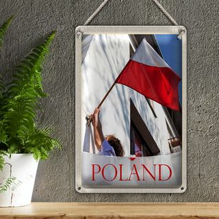 Blechschild Reise 20x30cm Polen Europa Flagge Haus Urlaub