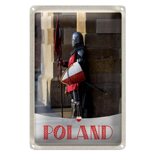 Blechschild Reise 20x30cm Polen Europa Ritter Schwert Flagge