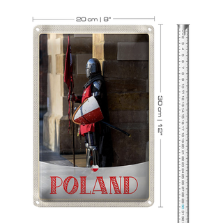 Blechschild Reise 20x30cm Polen Europa Ritter Schwert Flagge