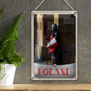 Blechschild Reise 20x30cm Polen Europa Ritter Schwert Flagge