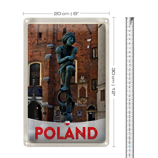 Blechschild Reise 20x30cm Polen Europa Skulptur Altstadt