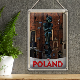 Blechschild Reise 20x30cm Polen Europa Skulptur Altstadt