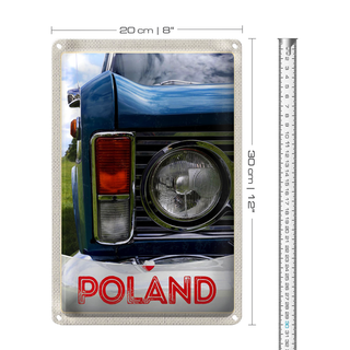 Blechschild Reise 20x30cm Polen Europa Oldtimer Auto 90er