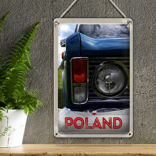 Blechschild Reise 20x30cm Polen Europa Oldtimer Auto 90er