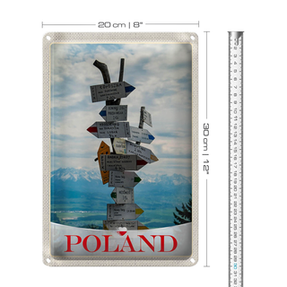 Blechschild Reise 20x30cm Polen Stadt Europaer Berge