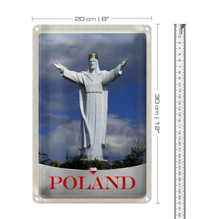 Blechschild Reise 20x30cm Polen Europa weiße Skulptur Urlaub
