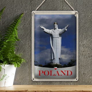 Blechschild Reise 20x30cm Polen Europa weiße Skulptur Urlaub