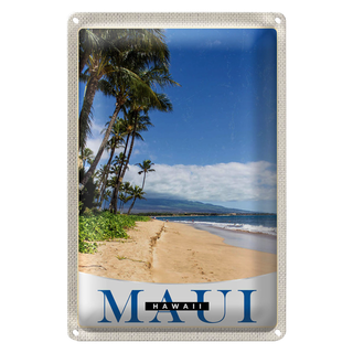 Blechschild Reise 20x30cm Maui Hawaii Insel Strand Wellen