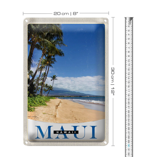 Blechschild Reise 20x30cm Maui Hawaii Insel Strand Wellen