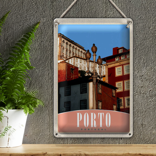 Blechschild Reise 20x30cm Porto Portugal Europa Stadt Haus
