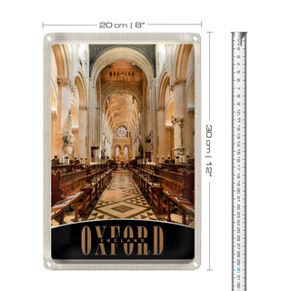 Blechschild Reise 20x30cm Oxford England Europa Kirche innen