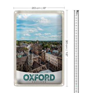 Blechschild Reise 20x30cm Oxford England Europa Innenstadt