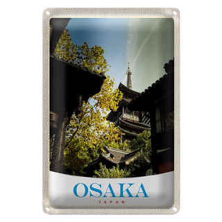 Blechschild Reise 20x30cm Osaka Japan Asien Häuser Stadt
