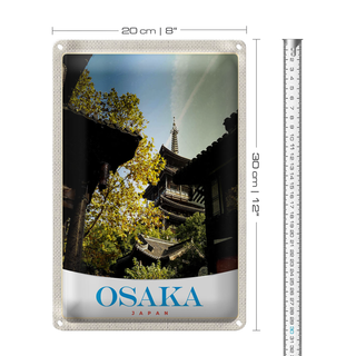 Blechschild Reise 20x30cm Osaka Japan Asien Häuser Stadt
