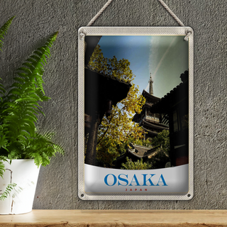 Blechschild Reise 20x30cm Osaka Japan Asien Häuser Stadt