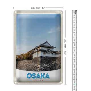 Blechschild Reise 20x30cm Osaka Japan Asien Haus Stadt
