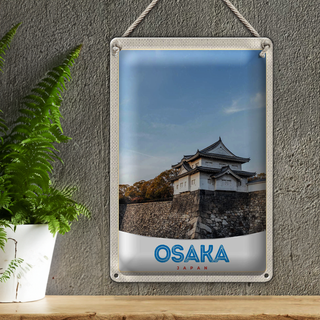 Blechschild Reise 20x30cm Osaka Japan Asien Haus Stadt
