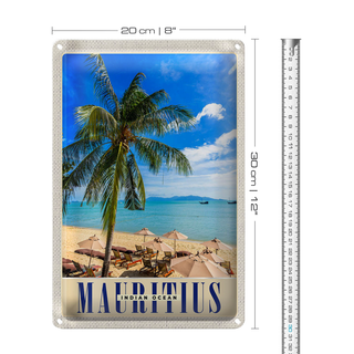 Blechschild Reise 20x30cm Mauritius Indischer Ozean Insel