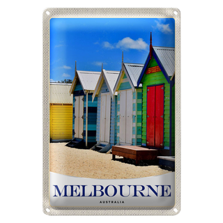 Blechschild Reise 20x30cm Melbourne Australien Strandhaus