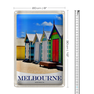 Blechschild Reise 20x30cm Melbourne Australien Strandhaus