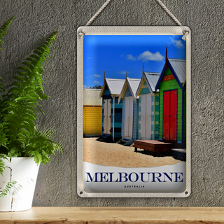 Blechschild Reise 20x30cm Melbourne Australien Strandhaus