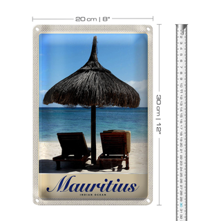 Blechschild Reise 20x30cm Mauritius Indischer Ozean Liege