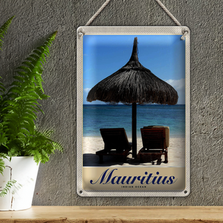 Blechschild Reise 20x30cm Mauritius Indischer Ozean Liege