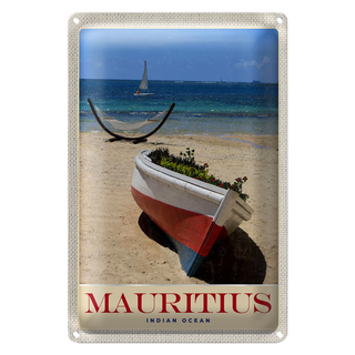 Blechschild Reise 20x30cm Mauritius Indischer Ozean Boot