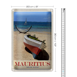 Blechschild Reise 20x30cm Mauritius Indischer Ozean Boot