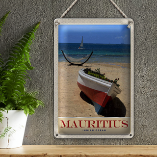 Blechschild Reise 20x30cm Mauritius Indischer Ozean Boot