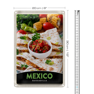 Blechschild Reise 20x30cm Mexiko Quesadilla Amerika scharf