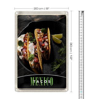 Blechschild Reise 20x30cm Mexiko USA Amerika Tacos Gerichte