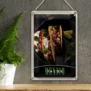 Blechschild Reise 20x30cm Mexiko USA Amerika Tacos Gerichte