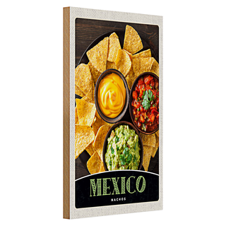 Holzschild Reise 20x30cm Mexiko Nachos Käse scharf Gerichte