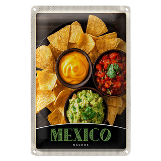 Blechschild Reise 20x30cm Mexiko Nachos Käse scharf Gerichte