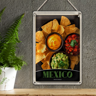 Blechschild Reise 20x30cm Mexiko Nachos Käse scharf Gerichte
