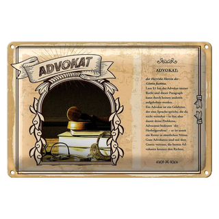 Blechschild Berufe 30x20cm Advokat immer Recht Justitia