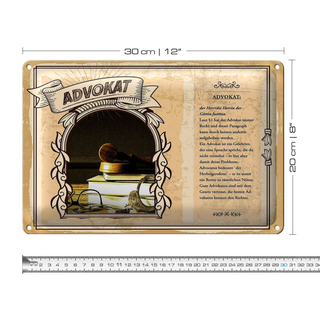 Blechschild Berufe 30x20cm Advokat immer Recht Justitia